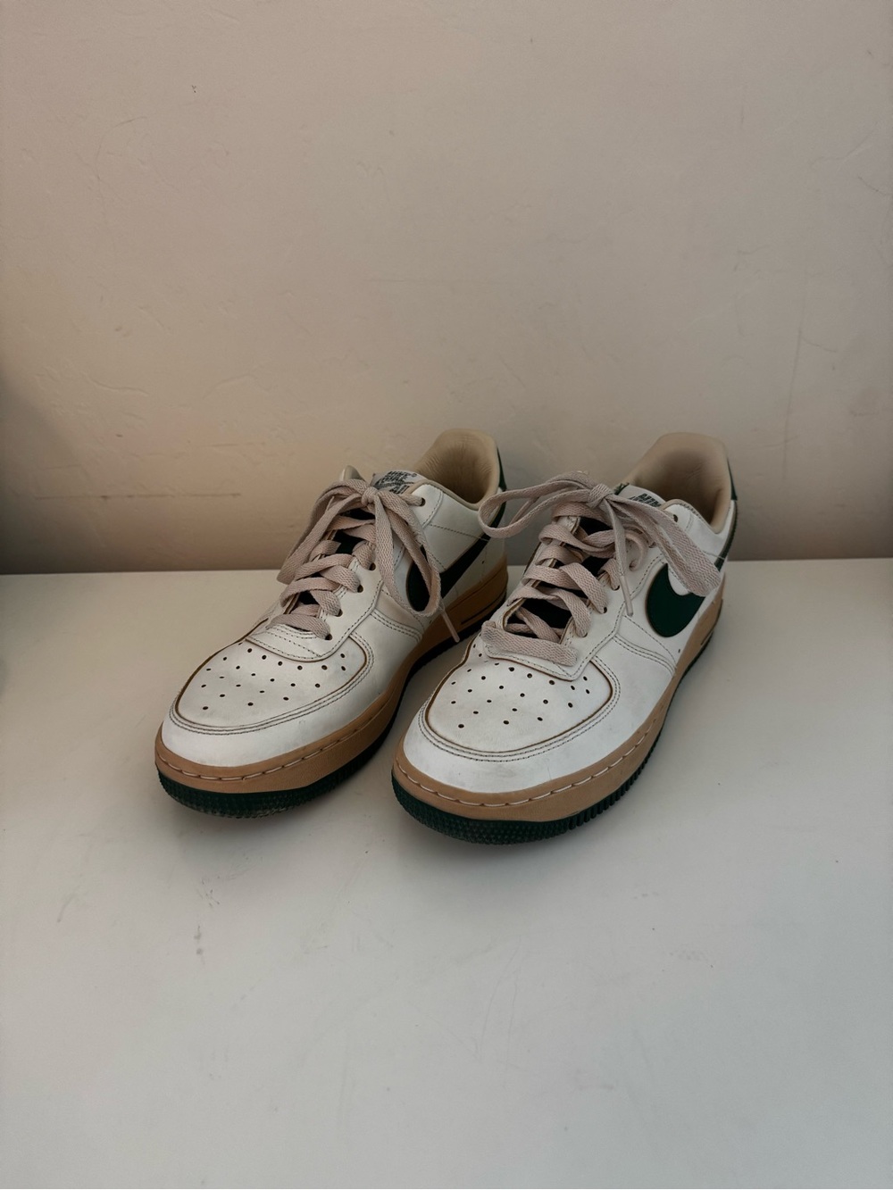Nike Air Force 1 Low in White with Green Swoosh